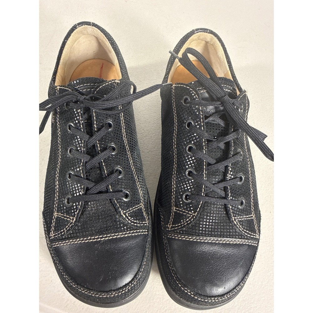 Finn Comfort Womens Black Leather Suede Lace Up Walking Shoes Germany Siz 39 8.5 - Picture 10 of 10